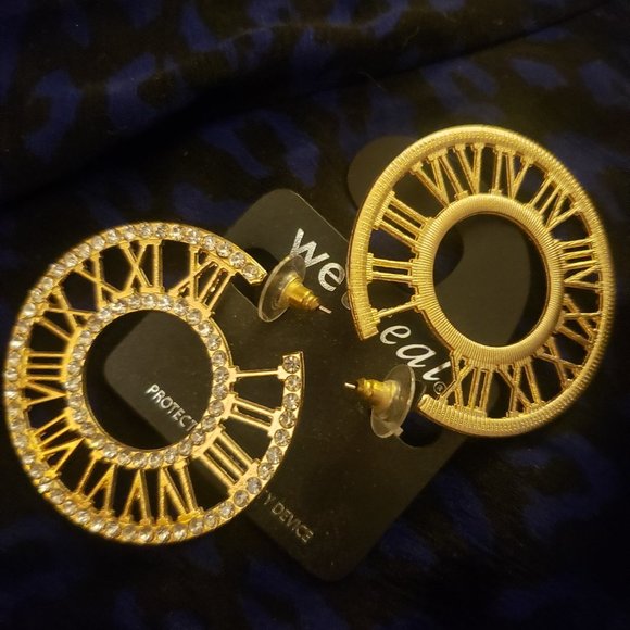 Big Roman Numeral Zircon Hoops - Picture 3 of 3